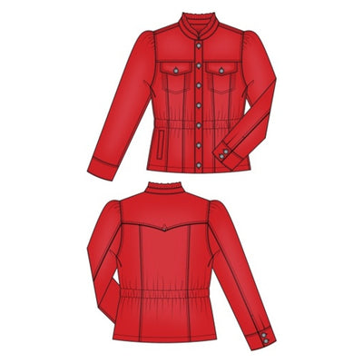 Liverpool Los Angeles - Womens Puff Slv Trucker Jacket with Ruffle Collar