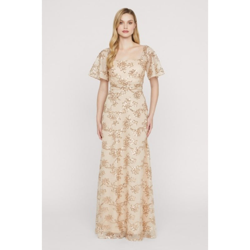 JS Collections - Womens Lucina Flutter Sleeve Gown