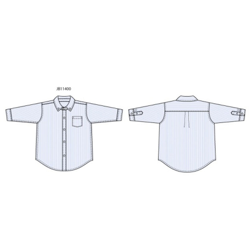 Janie and Jack - Boys with Es Long Sleeve Lt Blue Stripe Poplin Shirt E1