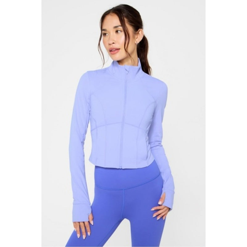 Fabletics - Womens Perfect Storm Cropped Train Jacket - Peri Paradise