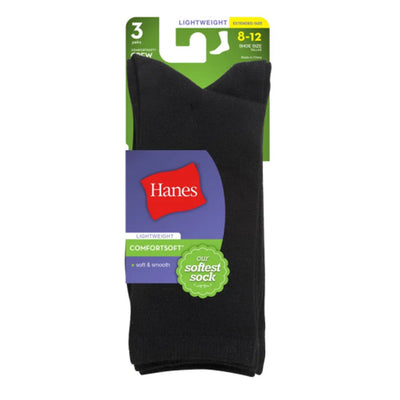 Hanes - Womens Comfortsoft Women's Crew Socks Fits Shoe Sizes Up to 8-12 3-Pack