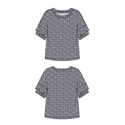 Liverpool Los Angeles - Womens 1/2 Slv Drop Shoulder Cn Knit Top with Ruffle
