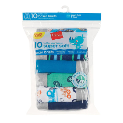 Hanes - Boys Toddler Boys' Boxer Brief Underwear 10-Pack
