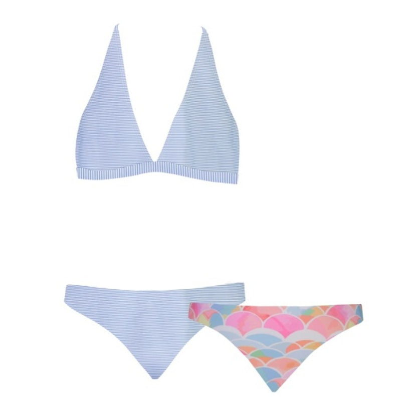 Snapper Rock - Girls Blue & White Stripe Bra Style Bikini