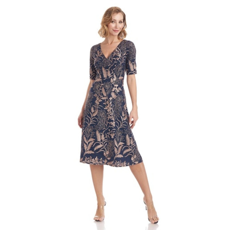 JS Collections - Womens Tilly V-Neck Knee Length Dress
