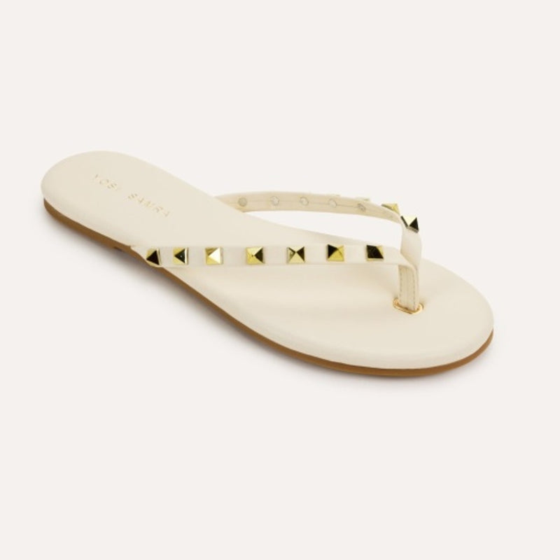 Yosi Samra - Womens Rivington Stud Flip Flop in Cream/Gold
