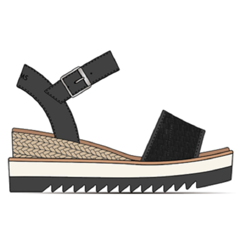 TOMS - Womens Diana Sandal - Black Woven Basket Pu/Leather
