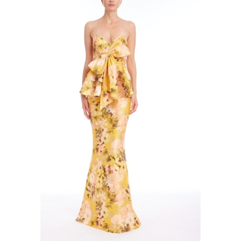 Badgley Mischka - Womens Bow Peplum Printed
