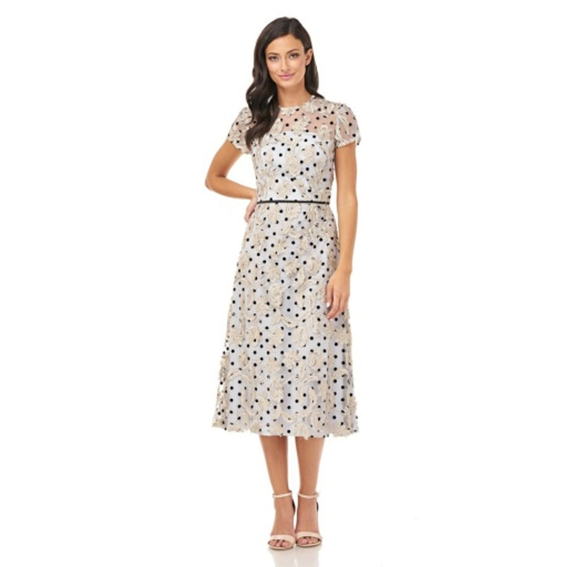 JS Collections - Womens Metallic Embroidered Aline Drs
