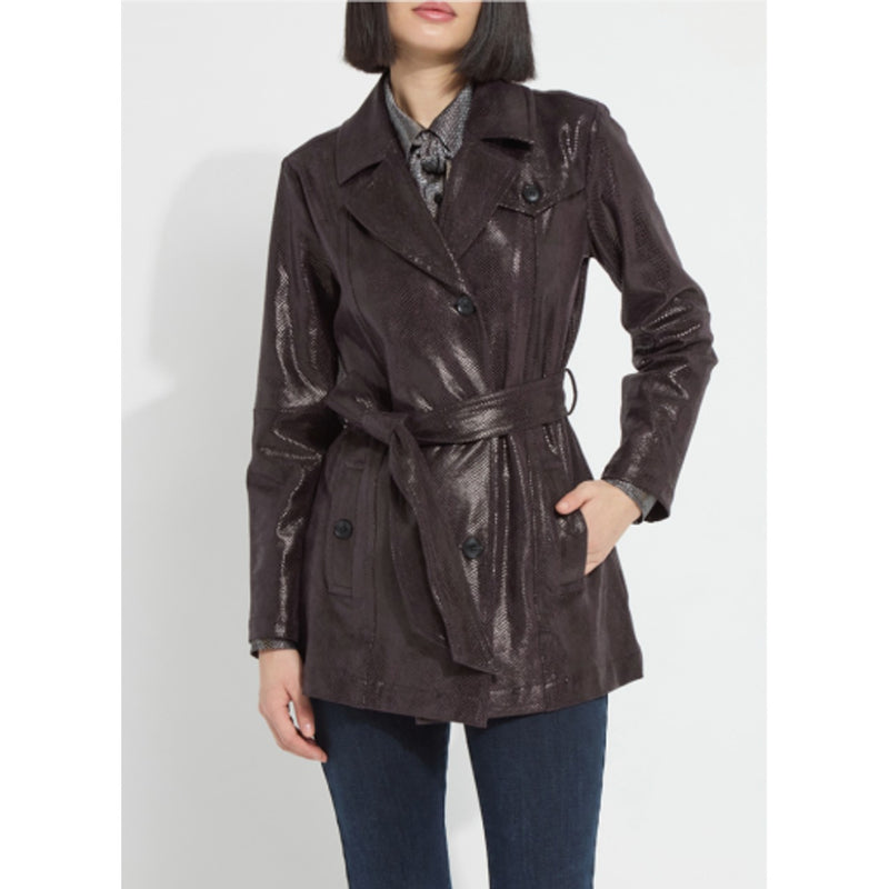 Lysse - Womens Mavis Foil Vegan Suede Belted Trench Coat