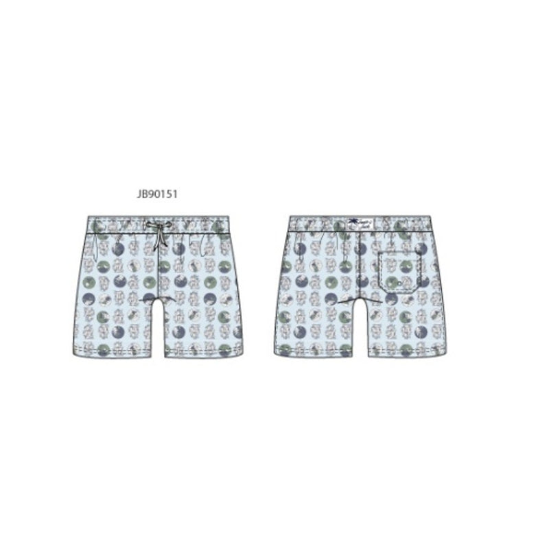 Janie and Jack - Boys with Es Lt Blue World Print Swim Trunk Spbk