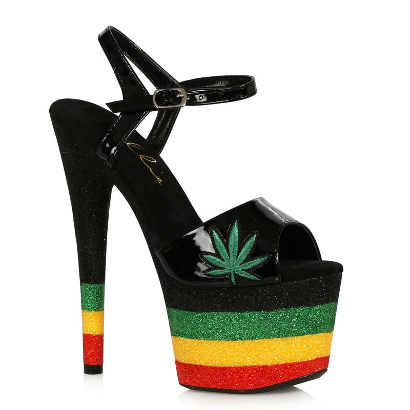 Ellie Shoes - 7" Stiletto W/Glitter Platform and Marijuana Upper