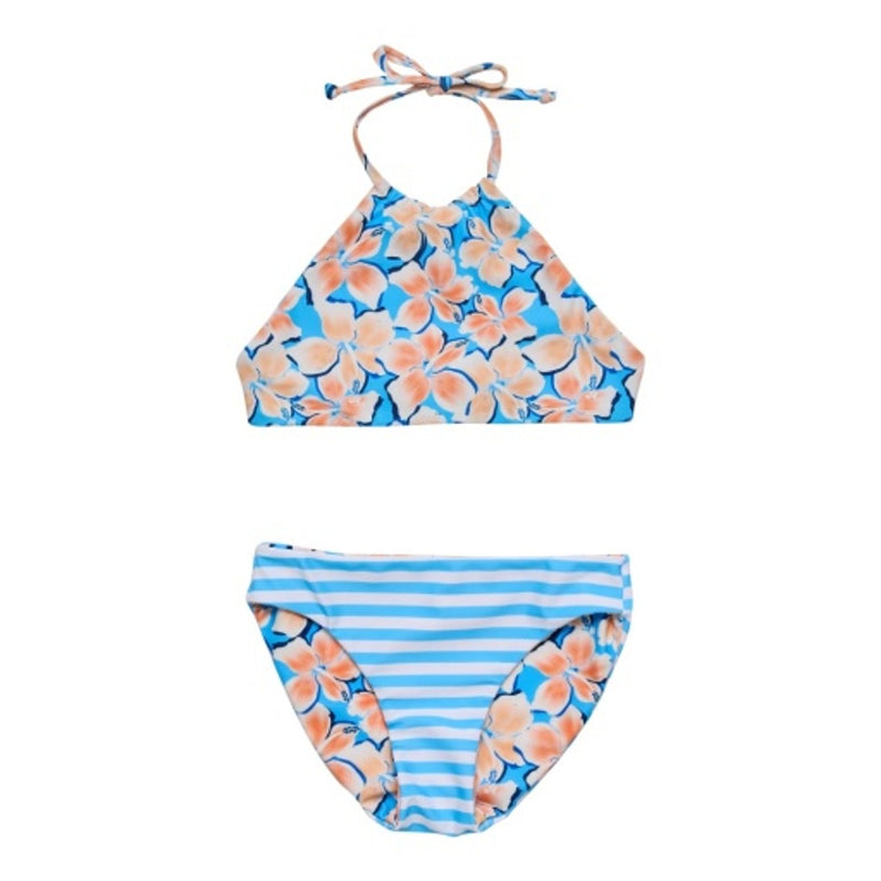 Snapper Rock - Girls Hibiscus Bay Recycled Reversible Halter Bikini