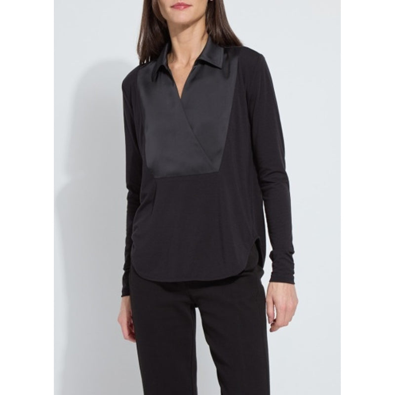 Lysse - Womens Pietra Shirt Collar Mix Media Top
