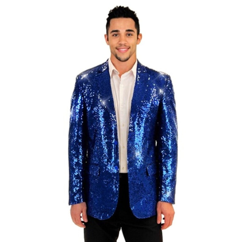 Tipsy Elves - Mens Blue Sequin All Over Blazer