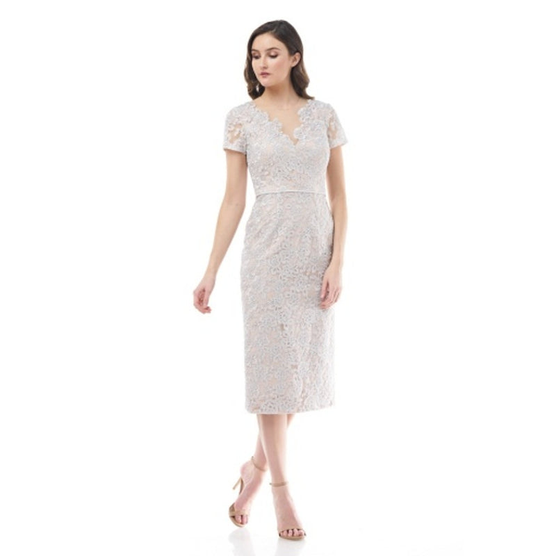 JS Collections - Womens Illusion Lace V-Neck Sheath