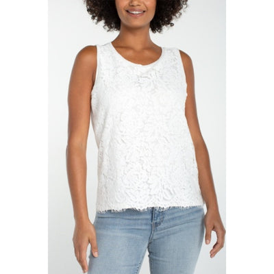 Liverpool Los Angeles - Womens Slvlss Lace-to-Knit Hybrid Top