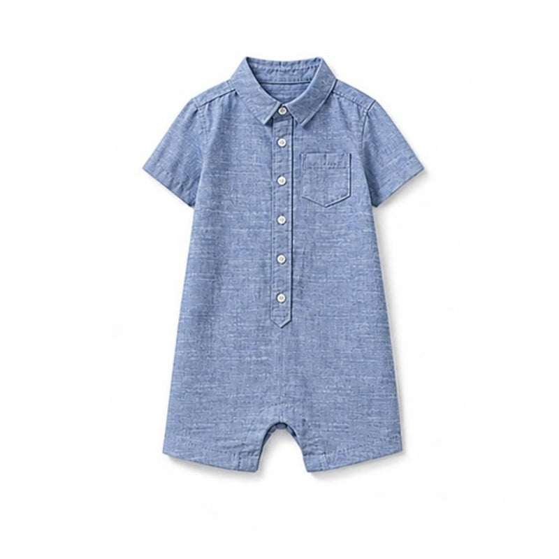 Hope & Henry - Baby Organic Chambray Button Front Shortie Romper