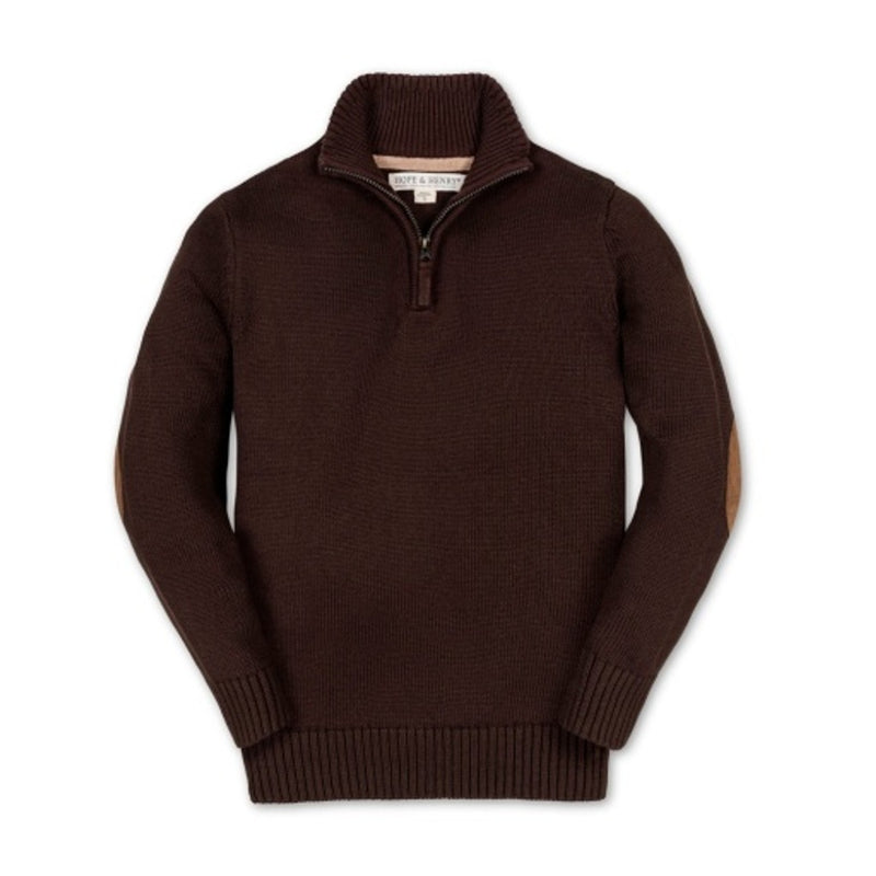 Hope & Henry - Boys Organic Half Zip Sweater with Elbow Patches