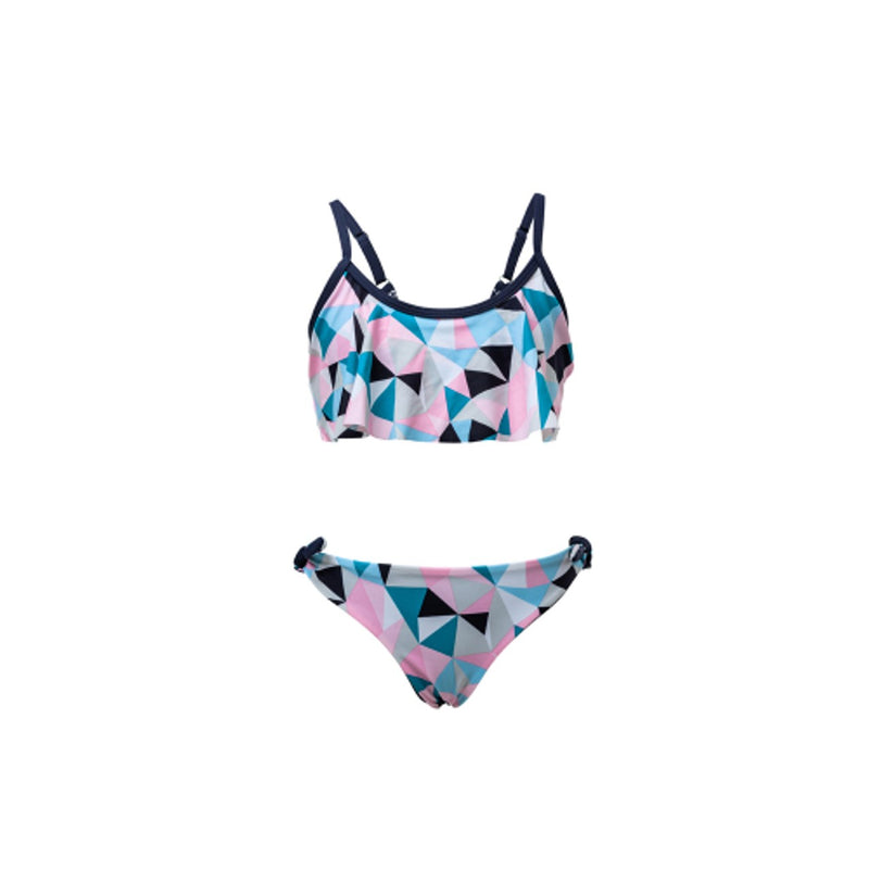 Snapper Rock - Girls Pink Geo Flounce Bikini