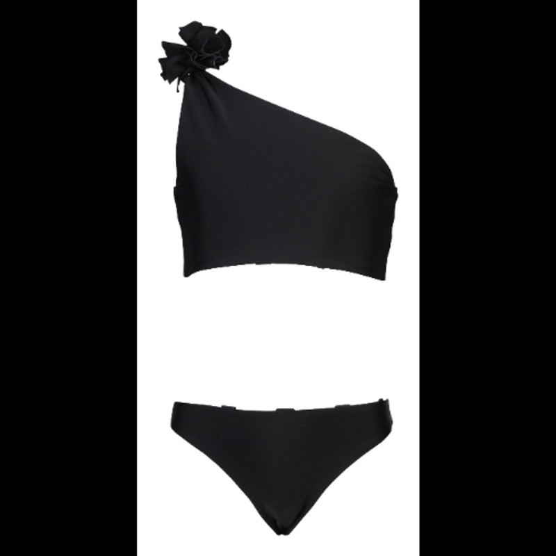 Snapper Rock - Girls Black & White Spot Reversible One Shoulder Bikini