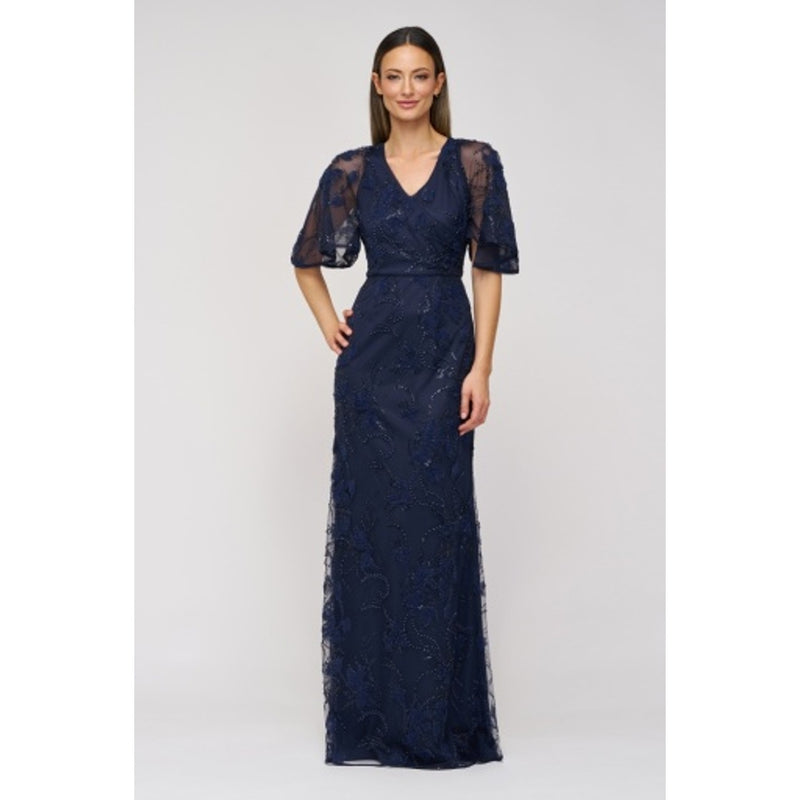 JS Collections - Womens Alex Cape Sleeve Gown