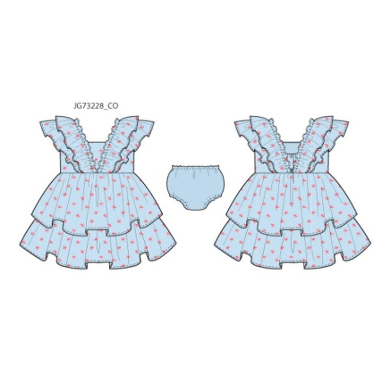 Janie and Jack - Girls with X Blu Flwr Dobby Dress Sm0