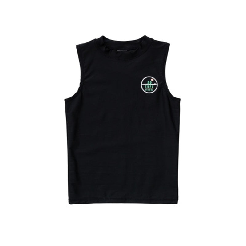 Snapper Rock - Boys Black Surf Sustainable Sleeveless Rash Top