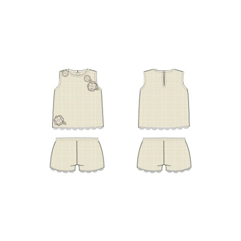 Janie and Jack - Baby G S Cream 3d Flowers Texture Sl Short Set Smr1