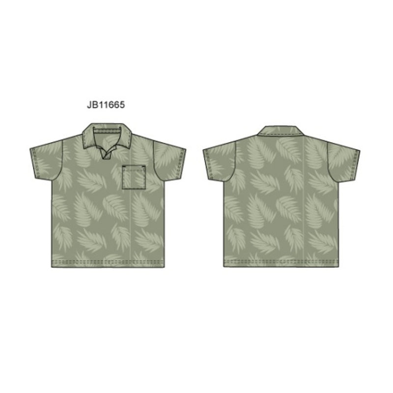 Janie and Jack - Boys K Short Sleeve Olive Leaf Loop Terry Top Sm2