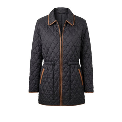 Liverpool Los Angeles - Womens Zip Front Quilted Cost with Cinched Waist