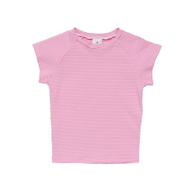Snapper Rock - Girls Raspberry Stripe Short Sleeve Rash Top