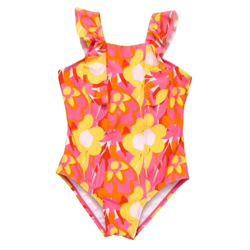 Snapper Rock - Girls Pop of Sunshine Ruffle Shoulder Swimsuit