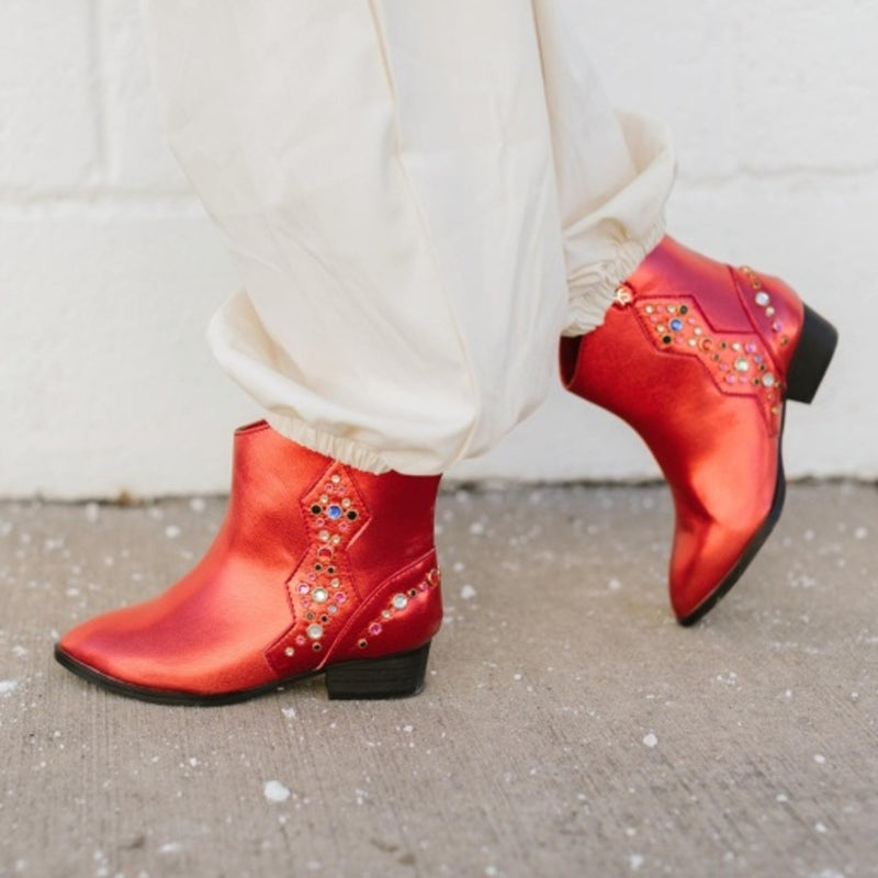 Yosi Samra - Kids Miss Dallas Gem Western Boot in Red Kids