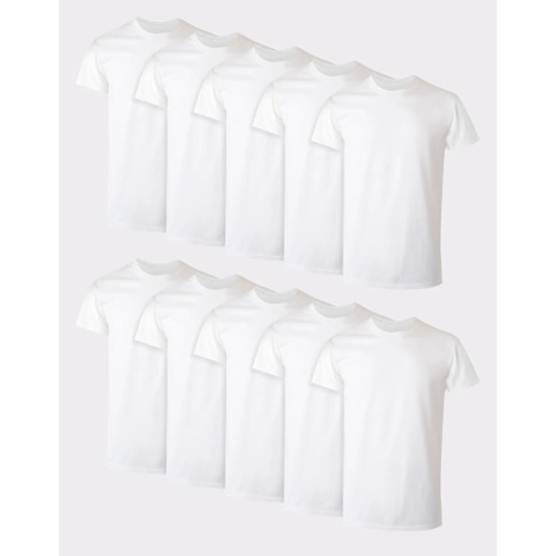Hanes - Mens Cotton Undershirt Super Value Pack Moisture-Wicking White 10-Pack