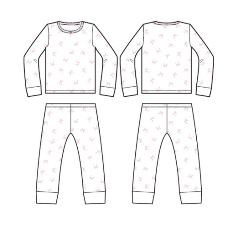 Janie and Jack - Girls K Long Sleeve Pink Bow Pointelle Sleep Reorder