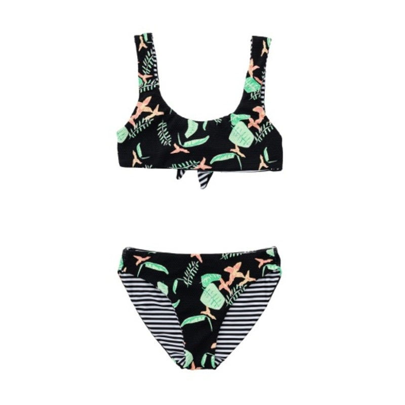 Snapper Rock - Girls Neon Rainforest Sustainable Reversible Surf Bow Bikini