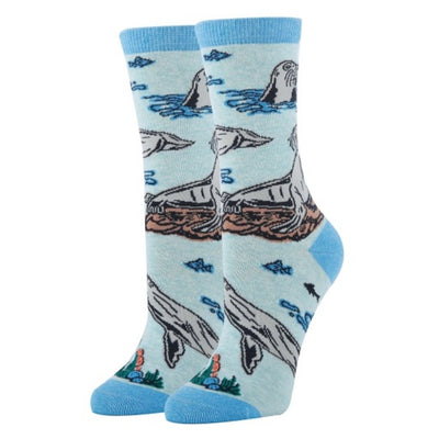 Oooh Yeah - Womens Sea Lion-Aquatic-Womens Crew Socks
