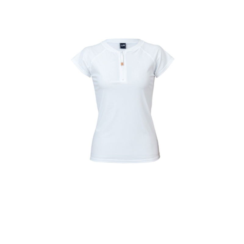 Snapper Rock - Womens Ladies White 1/2 Zip Short Sleeve Rash T