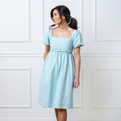 Hope & Henry - Womens Ruched Linen Dress