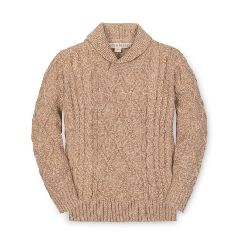 Hope & Henry - Boys Organic Shawl Collar Cable Sweater