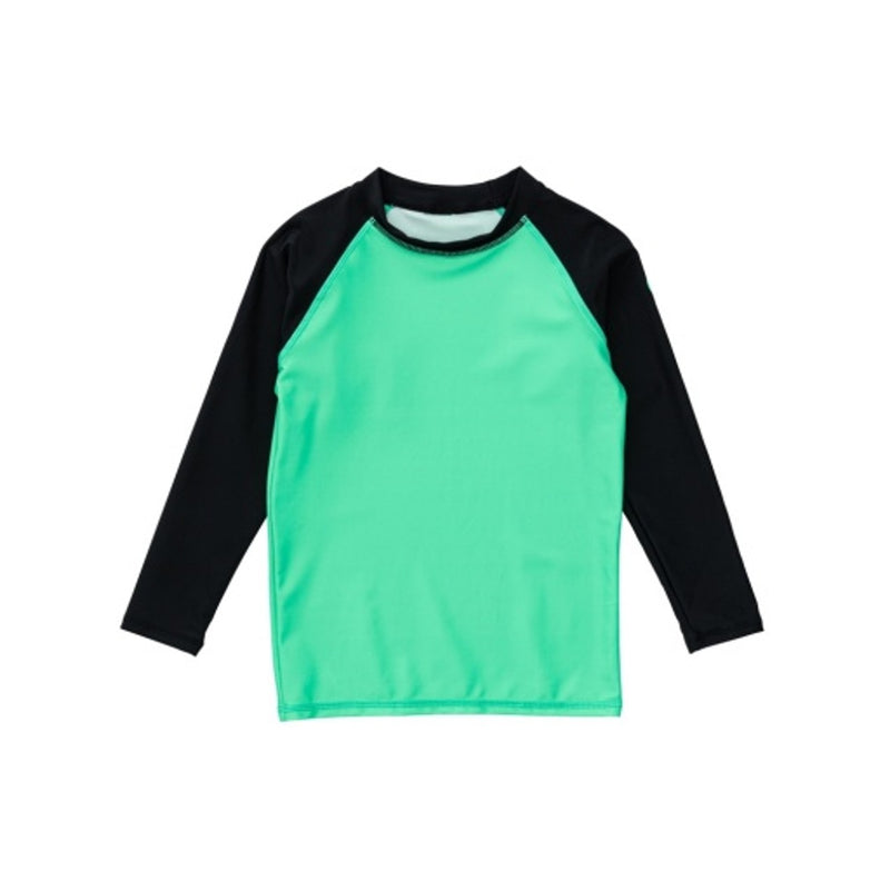 Snapper Rock - Boys Green Black Sustainable Long Sleeve Rash Top