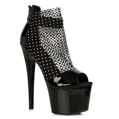 Ellie Shoes - 7" Fishnet Rhinestone Ankle Boot