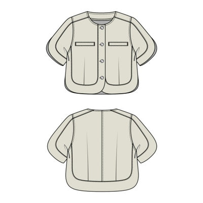 Liverpool Los Angeles - Womens Collarless Short Sleeve Cropped Jacket