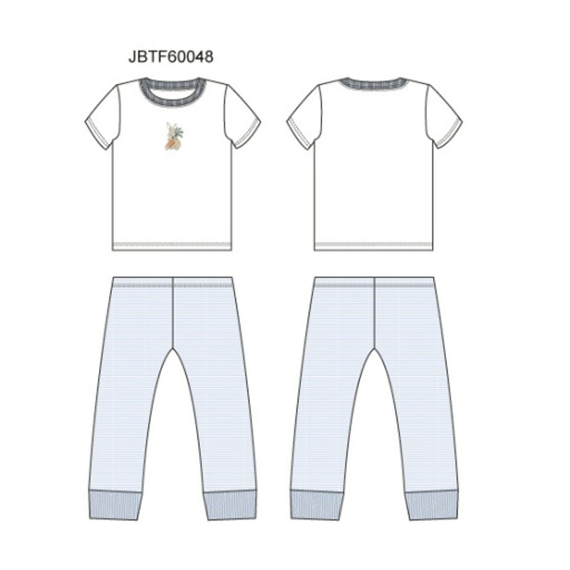 Janie and Jack - K Sl Blue Stripe Emb Bunny Sleep Estr 1