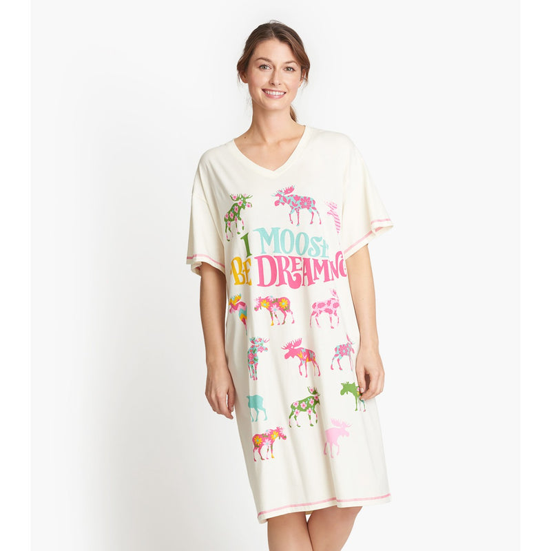 Little Blue House - Patterned Moose Womens Sleepshirt