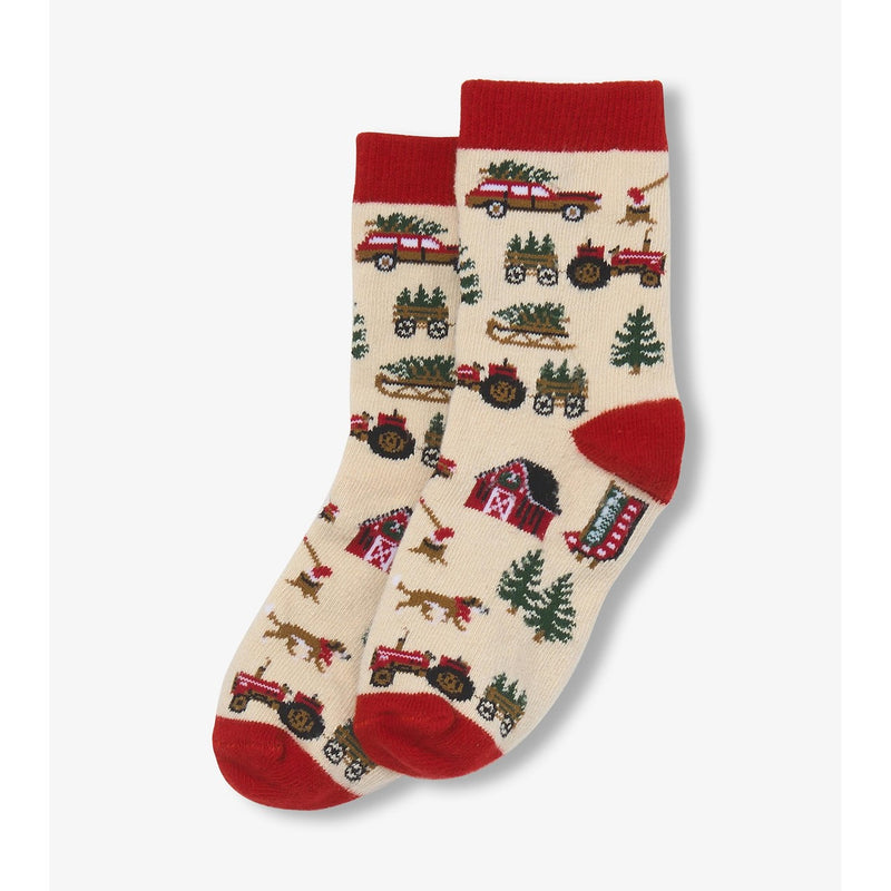 Little Blue House - Christmas Tree Farm Kids Crew Socks