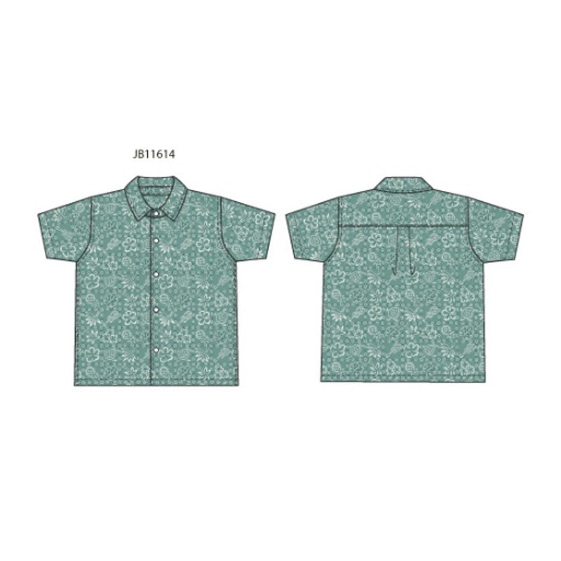 Janie and Jack - Boys with Short Sleeve Green Bandana Poplin Shirt Sm0