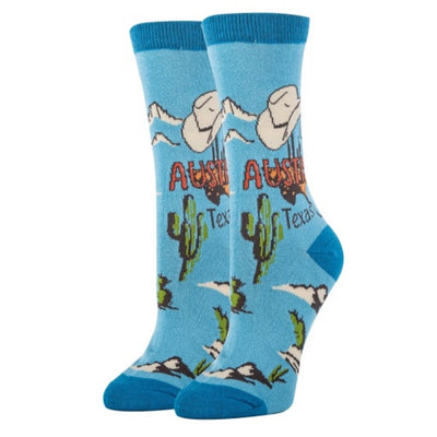 Oooh Yeah - Womens Crew Socks Austin Blues