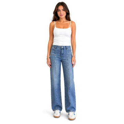1822 Denim - Womens Petite 26" Seamed Straight Leg Jean